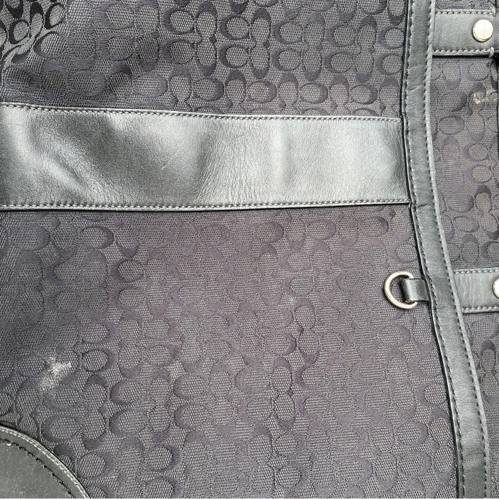 Coach Black Baby Bag with Textured Material and Sturdy‎ Handles signature